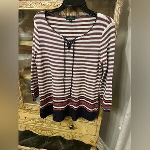 Ralph Lauren Jean Co Womens Large Striped Nautical Sweater